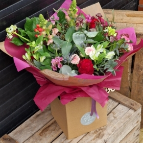 Valentines 'Florist Choice' Aqua Hand Tied